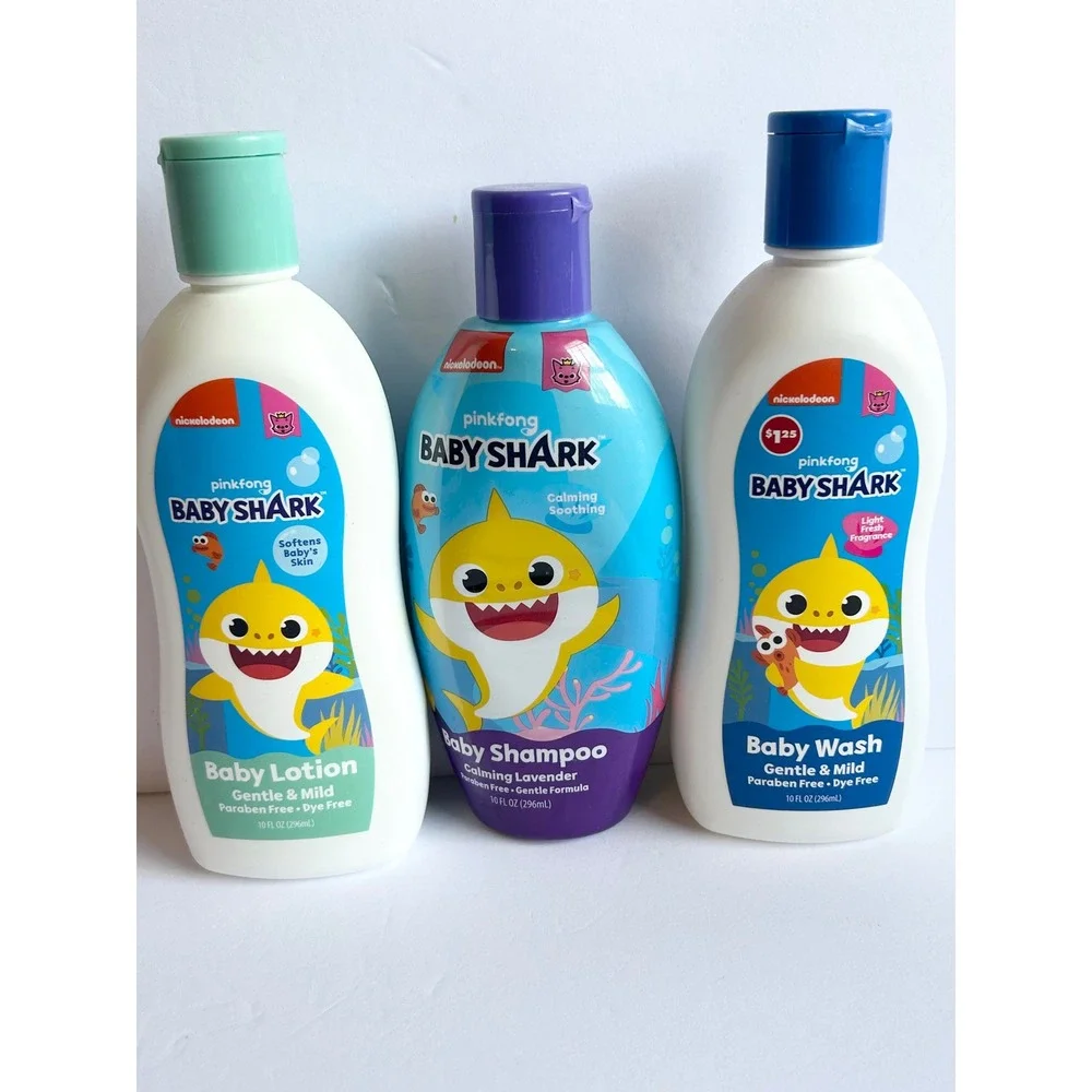 Pinkfong Baby Shark 3pc Set Baby Lotion Shampoo & Wash 10oz Paraben Free New